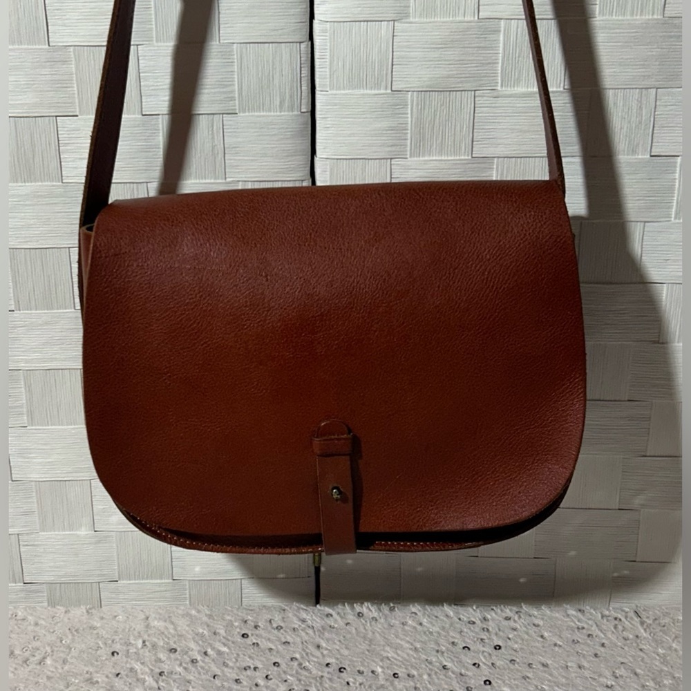 Vintage Lucky Brand Brown Leather Crossbody Saddle Bag - Picture 4 of 12